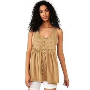 Free People Brooke Tunic Top‎ Yellow Size XS Babydoll Sleeveless Festival